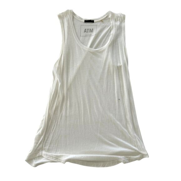 ATM Sweetheart Tank White Lightweight Top Small Elevated Basic Comfy Capsule - Picture 3 of 7